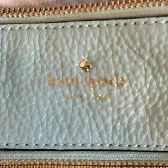Kate Spade Leather Crossbody - Aqua Blue with front zipper - Picture 8 of 10